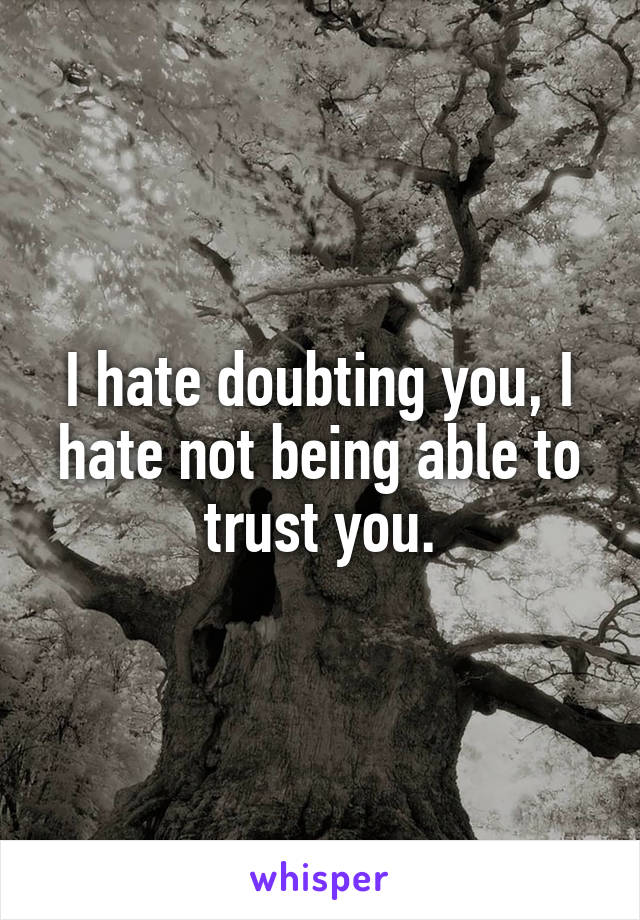 I hate doubting you, I hate not being able to trust you.