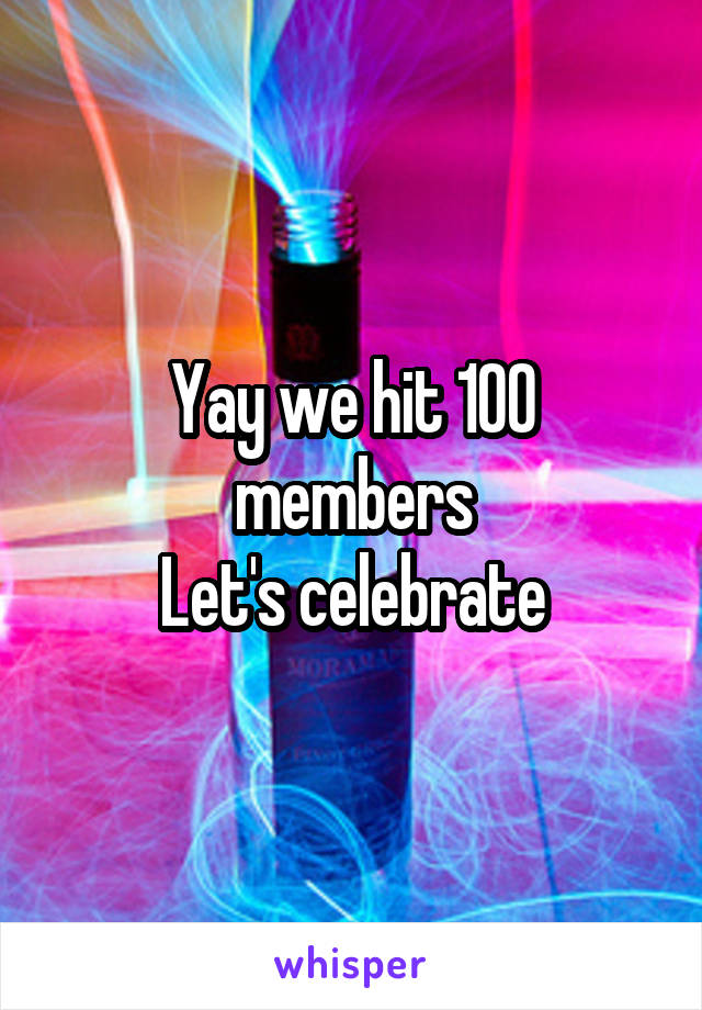 Yay we hit 100 members
Let's celebrate