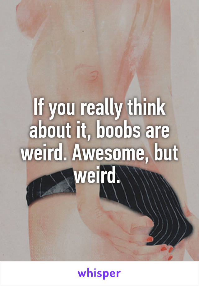 If you really think about it, boobs are weird. Awesome, but weird. 