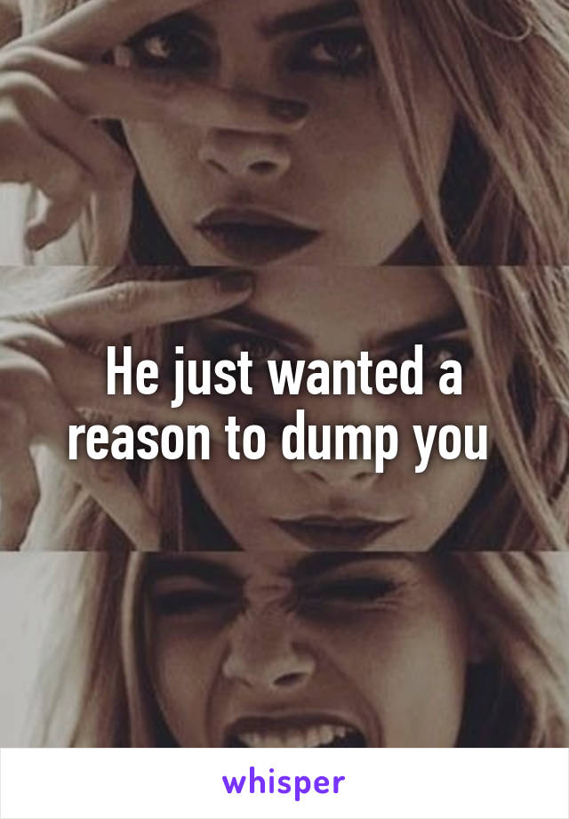 He just wanted a reason to dump you 