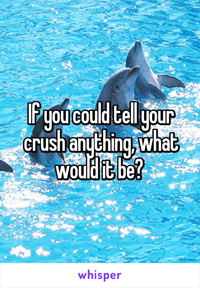 If you could tell your crush anything, what would it be? 