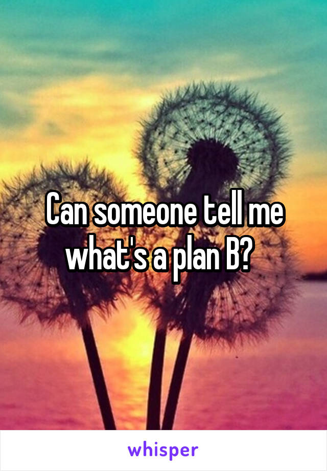 Can someone tell me what's a plan B?  