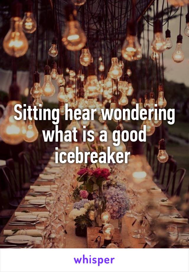 Sitting hear wondering what is a good icebreaker 