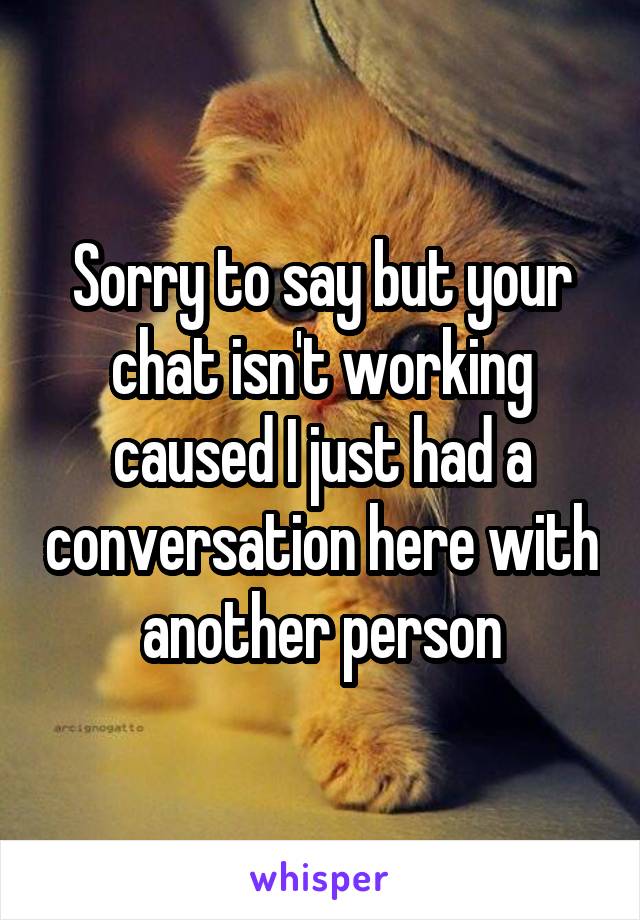 Sorry to say but your chat isn't working caused I just had a conversation here with another person