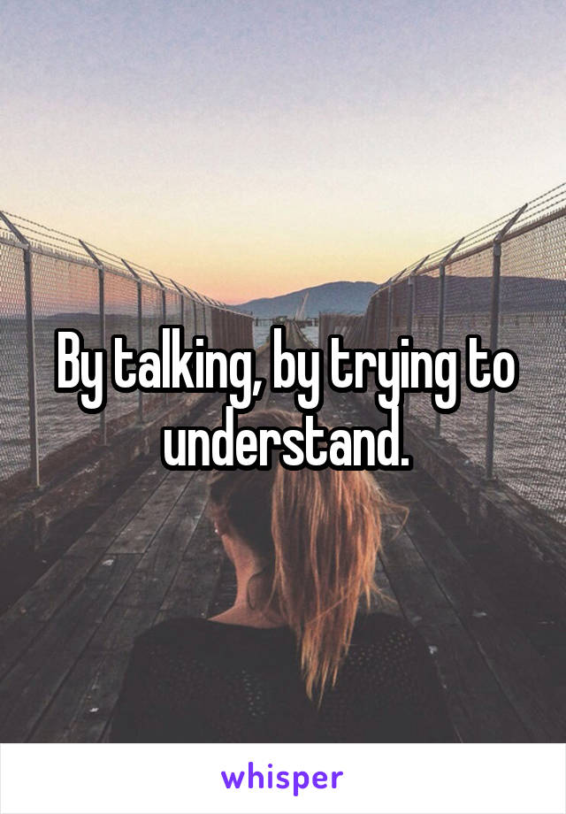 By talking, by trying to understand.