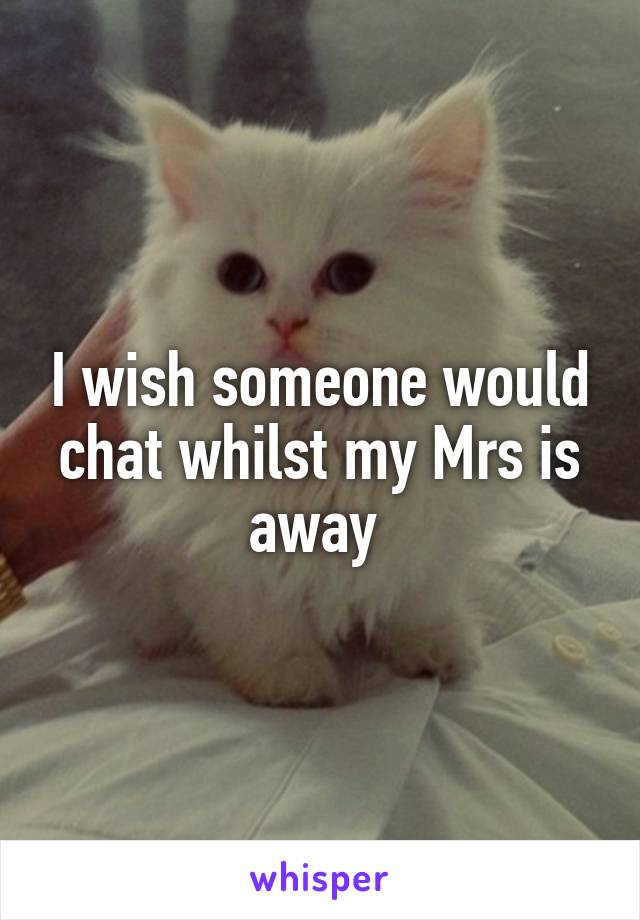 I wish someone would chat whilst my Mrs is away 