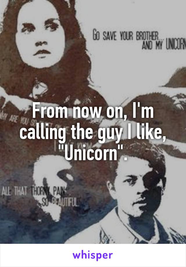 From now on, I'm calling the guy I like, "Unicorn".