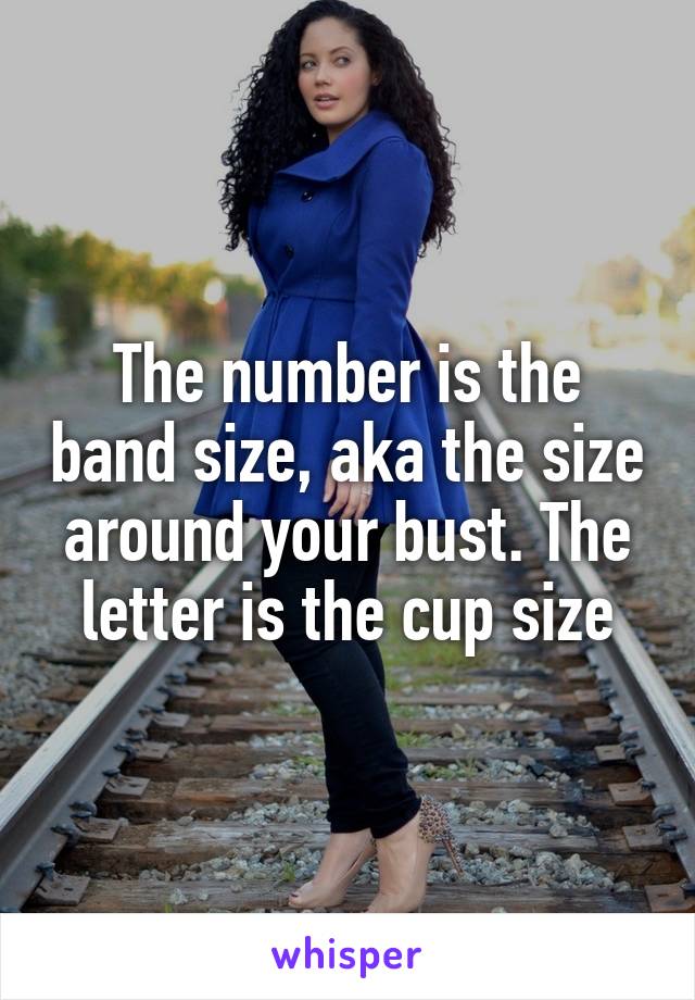 The number is the band size, aka the size around your bust. The letter is the cup size