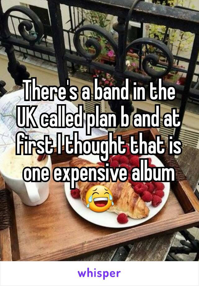 There's a band in the UK called plan b and at first I thought that is one expensive album 😂