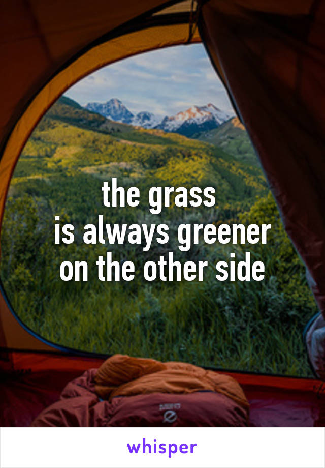 the grass 
is always greener
on the other side