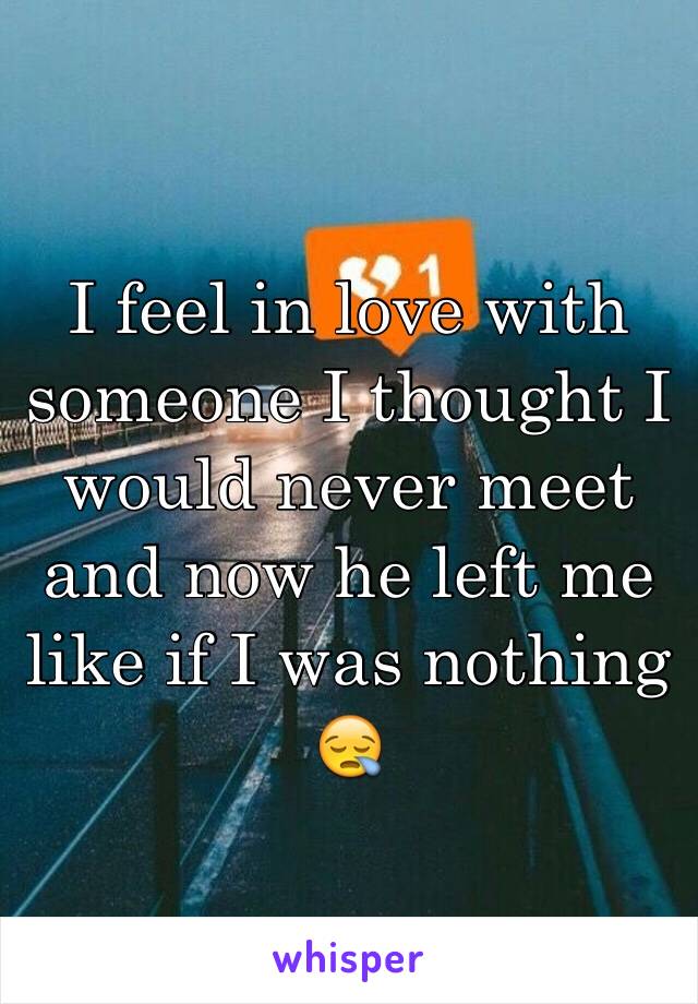 I feel in love with someone I thought I would never meet and now he left me like if I was nothing 😪