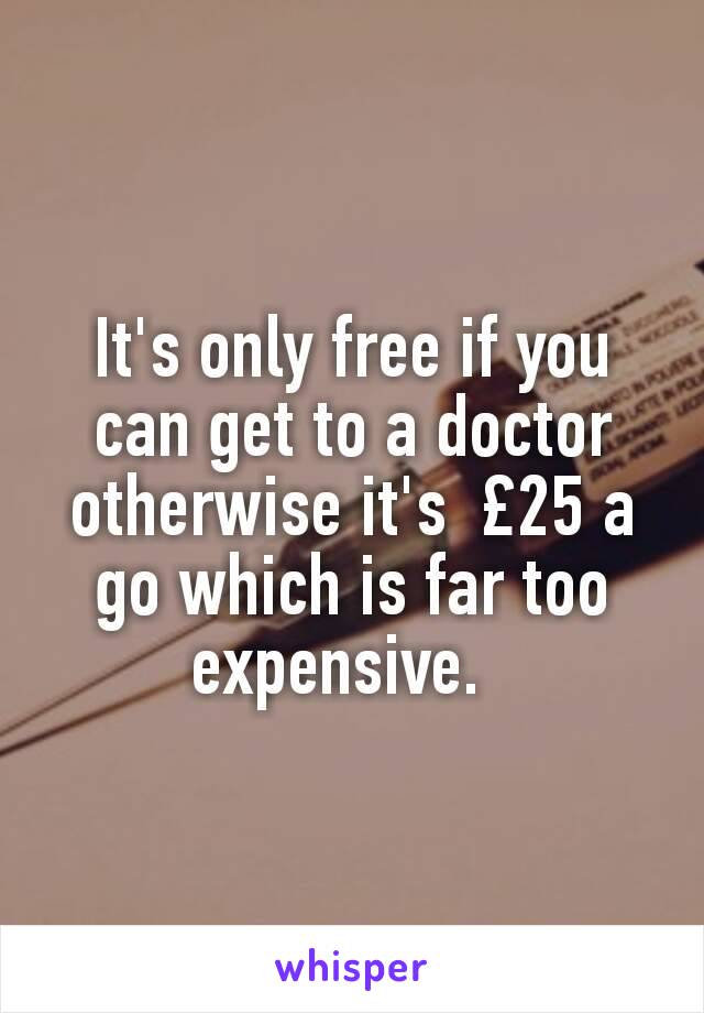 It's only free if you can get to a doctor otherwise it's  £25 a go which is far too expensive.  