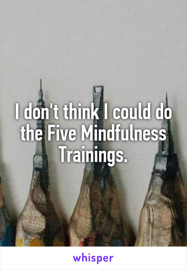 I don't think I could do the Five Mindfulness Trainings.