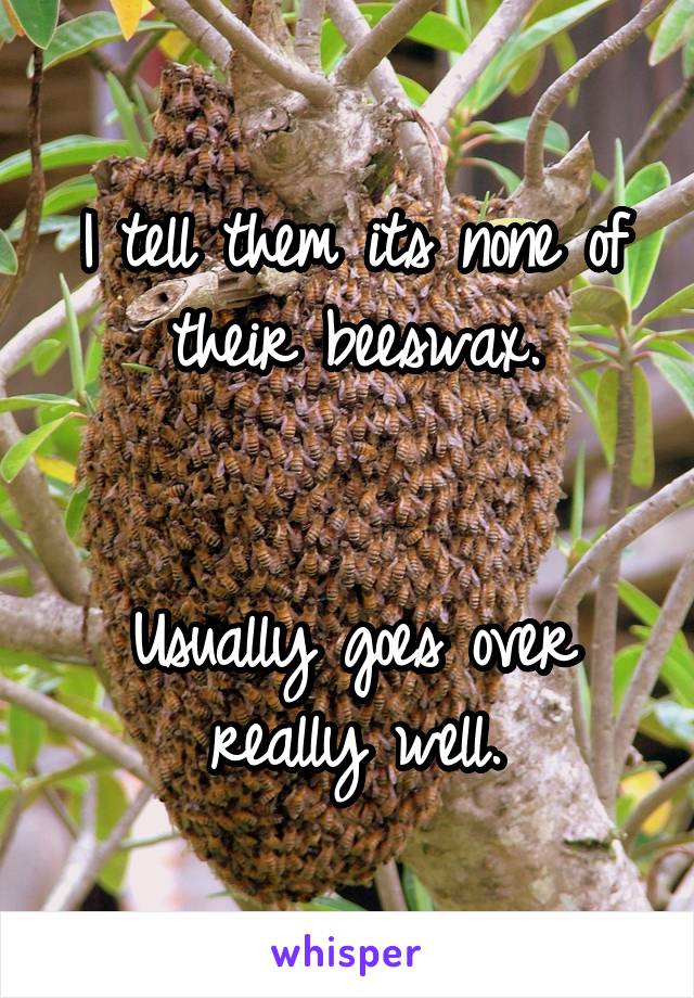 I tell them its none of their beeswax.


Usually goes over really well.