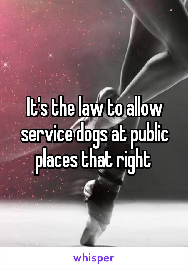 It's the law to allow service dogs at public places that right 