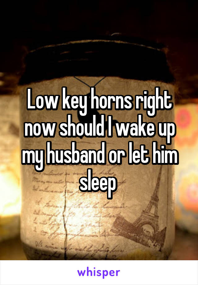 Low key horns right now should I wake up my husband or let him sleep 