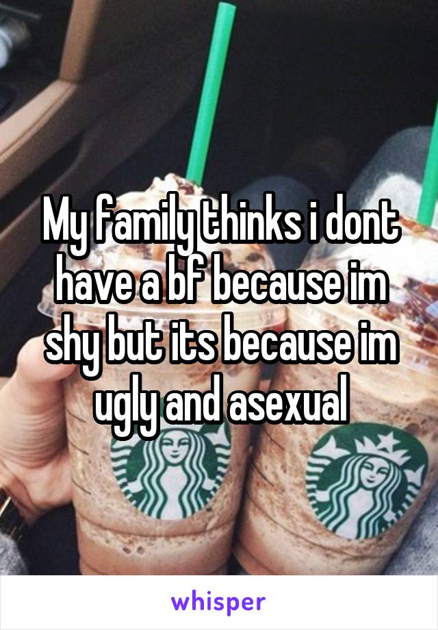 My family thinks i dont have a bf because im shy but its because im ugly and asexual