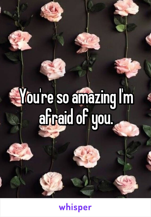 You're so amazing I'm afraid of you.