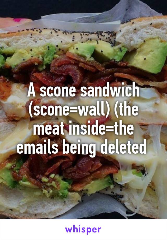 A scone sandwich (scone=wall) (the meat inside=the emails being deleted 