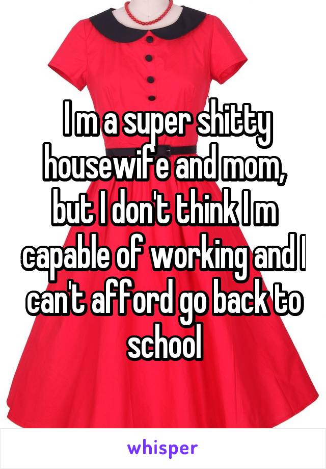  I m a super shitty housewife and mom, but I don't think I m capable of working and I can't afford go back to school