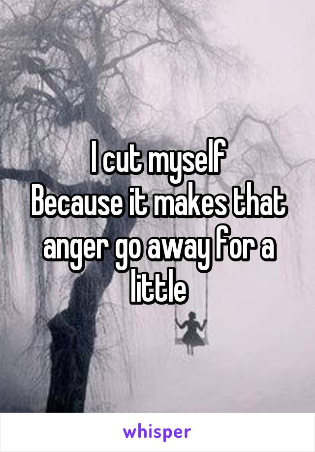 I cut myself
Because it makes that anger go away for a little