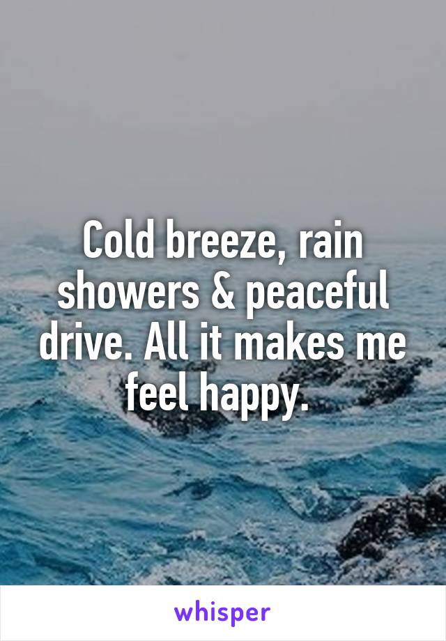 Cold breeze, rain showers & peaceful drive. All it makes me feel happy. 