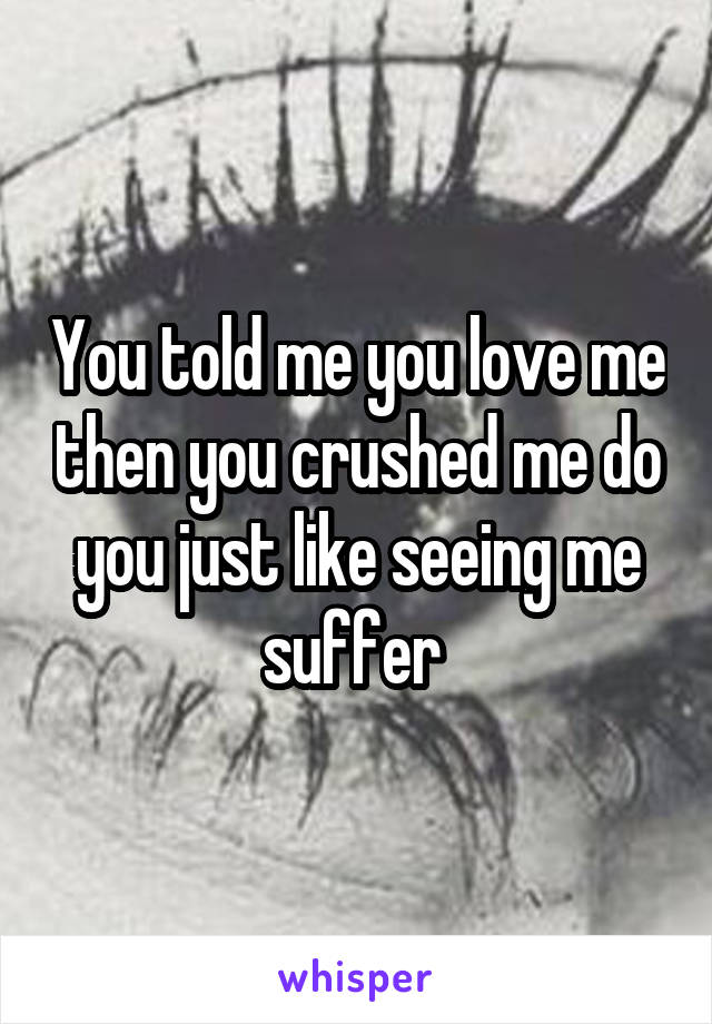 You told me you love me then you crushed me do you just like seeing me suffer 