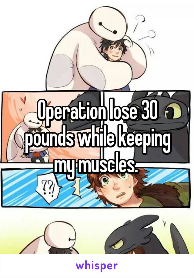 Operation lose 30 pounds while keeping my muscles. 