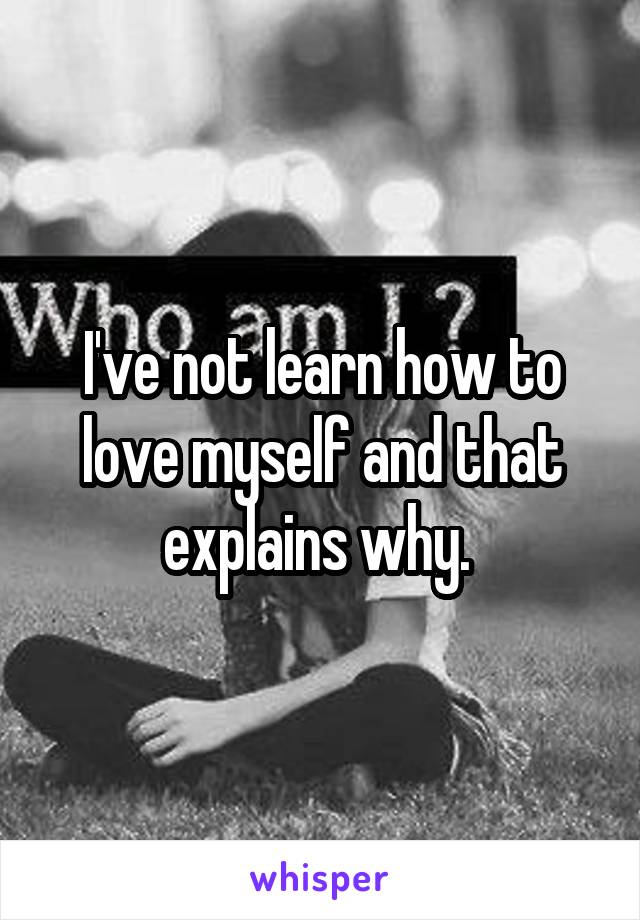 I've not learn how to love myself and that explains why. 