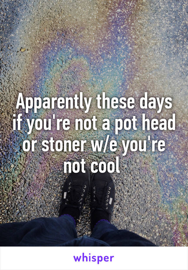 Apparently these days if you're not a pot head or stoner w/e you're not cool 