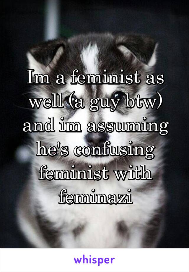 Im a feminist as well (a guy btw) and im assuming he's confusing feminist with feminazi