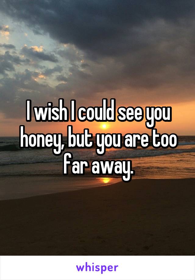 I wish I could see you honey, but you are too far away.