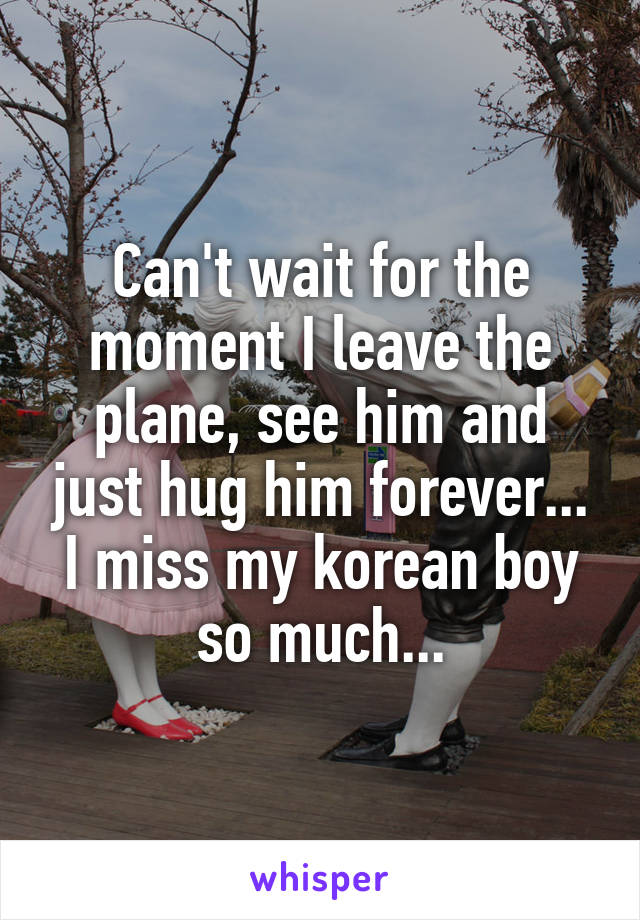 Can't wait for the moment I leave the plane, see him and just hug him forever...
I miss my korean boy so much...