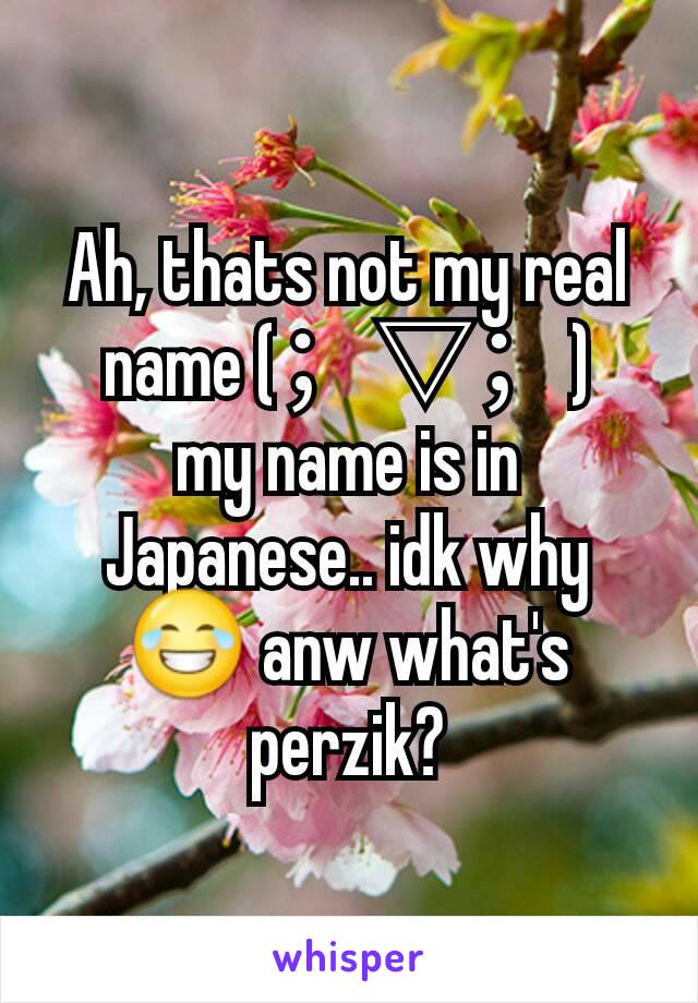 Ah, thats not my real name (；▽；)
my name is in Japanese.. idk why 😂 anw what's perzik?