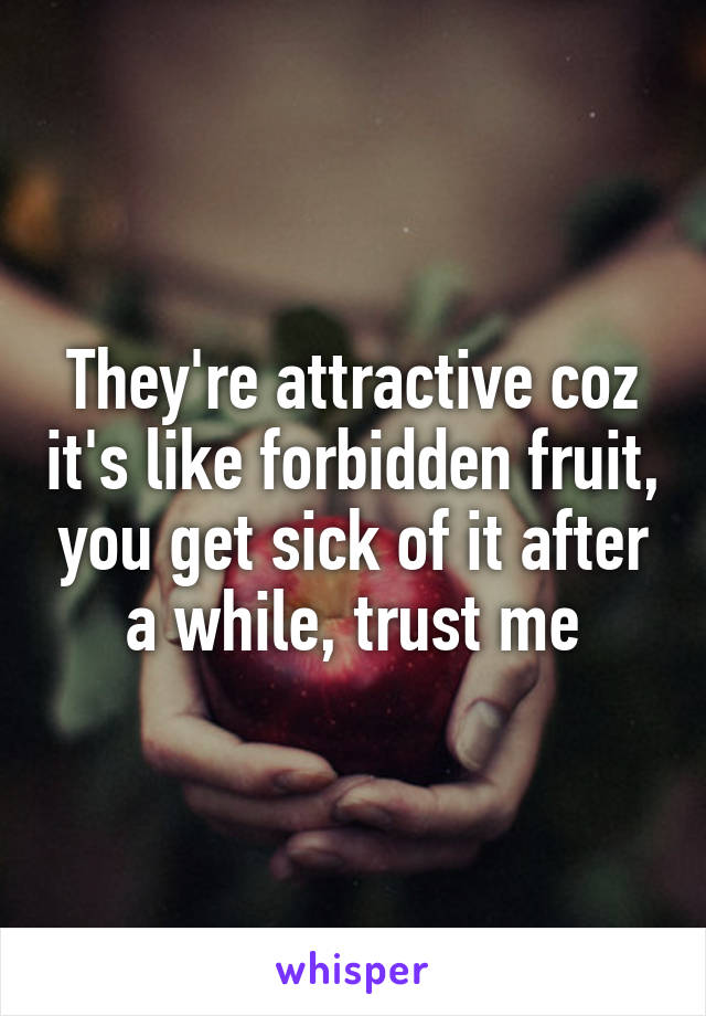 They're attractive coz it's like forbidden fruit, you get sick of it after a while, trust me