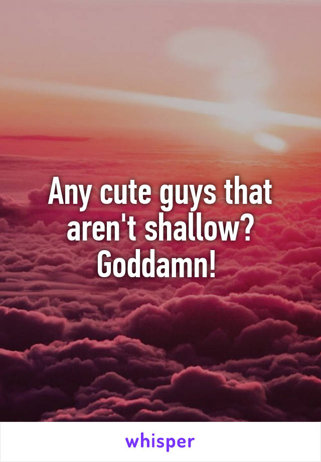 Any cute guys that aren't shallow? Goddamn! 