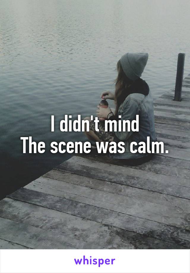 I didn't mind
The scene was calm.