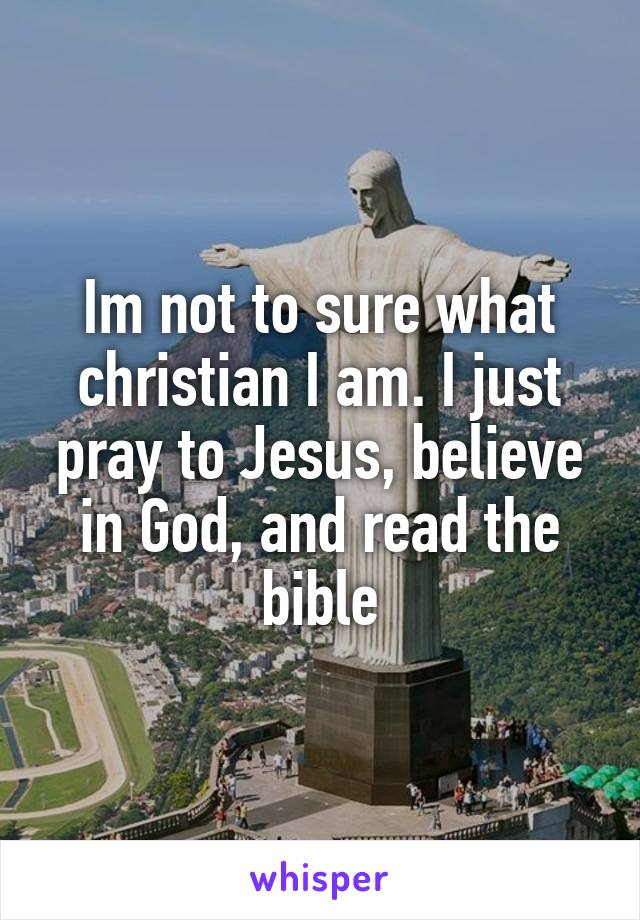 Im not to sure what christian I am. I just pray to Jesus, believe in God, and read the bible