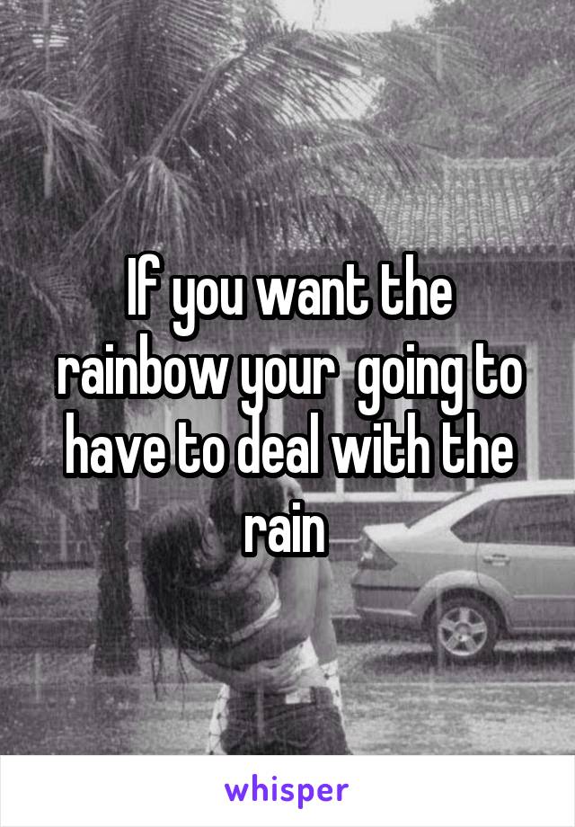 If you want the rainbow your  going to have to deal with the rain 