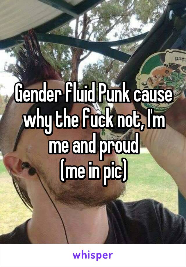 Gender fluid Punk cause why the fuck not, I'm me and proud
(me in pic)