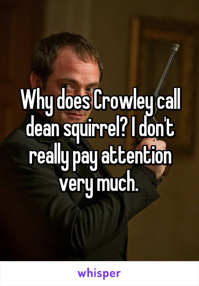 Why does Crowley call dean squirrel? I don't really pay attention very much. 