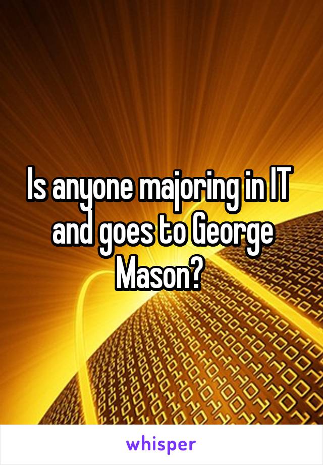 Is anyone majoring in IT  and goes to George Mason? 