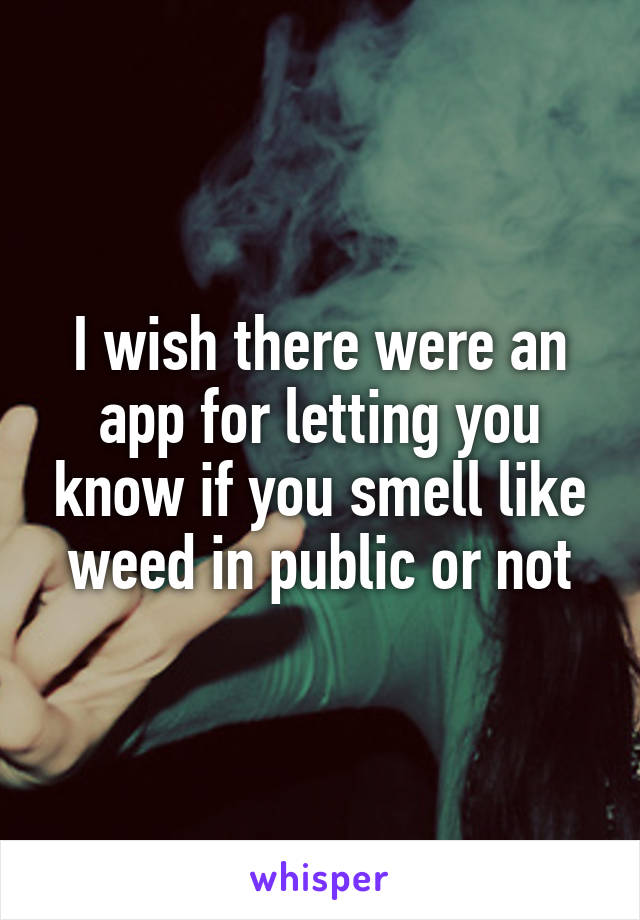 I wish there were an app for letting you know if you smell like weed in public or not