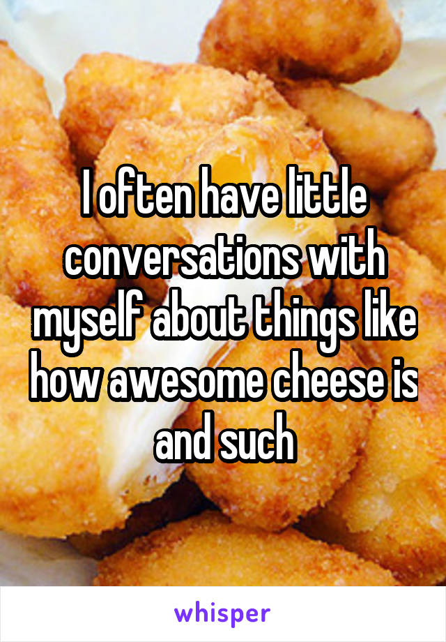 I often have little conversations with myself about things like how awesome cheese is and such