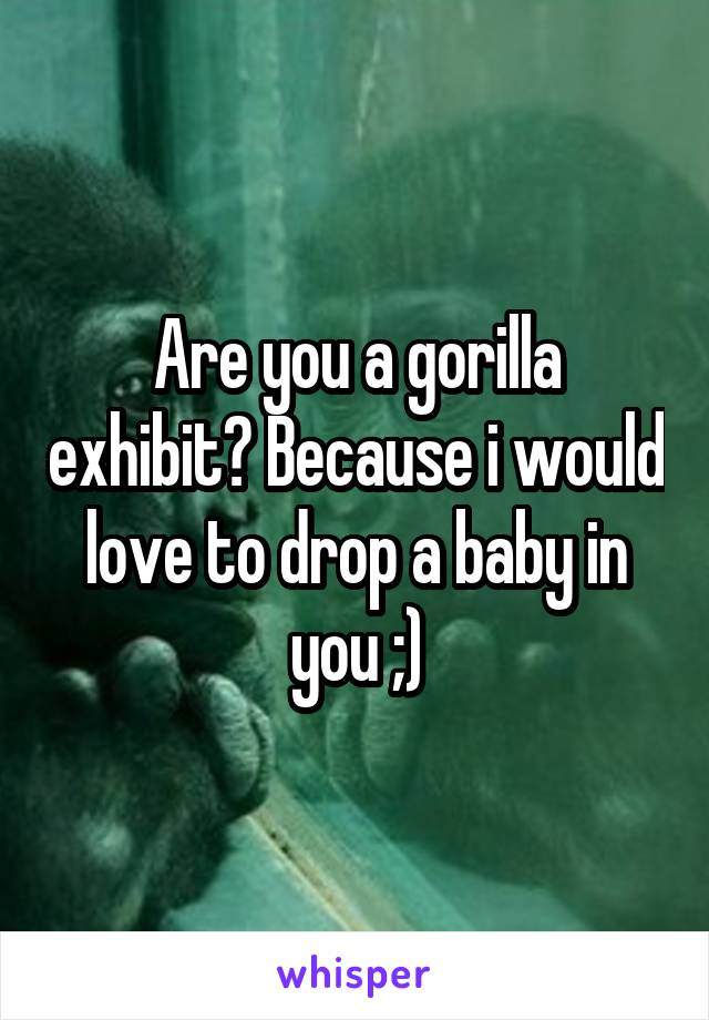 Are you a gorilla exhibit? Because i would love to drop a baby in you ;)