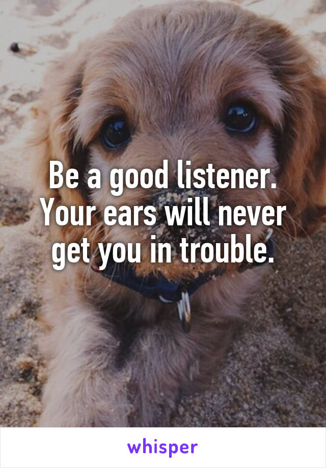 Be a good listener. Your ears will never get you in trouble.
