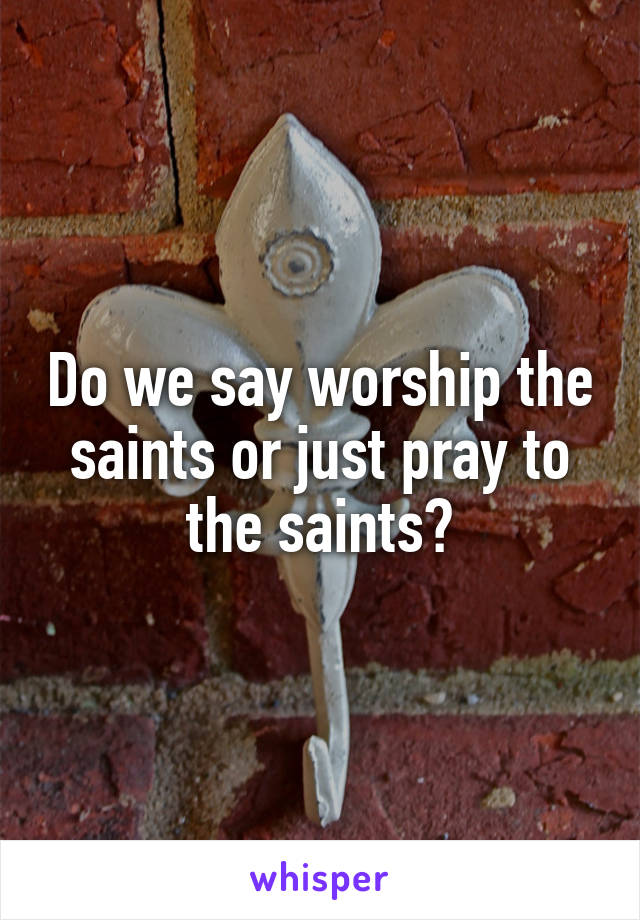 Do we say worship the saints or just pray to the saints?