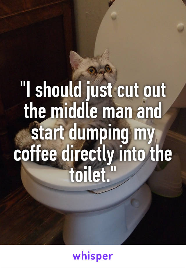 "I should just cut out the middle man and start dumping my coffee directly into the toilet."