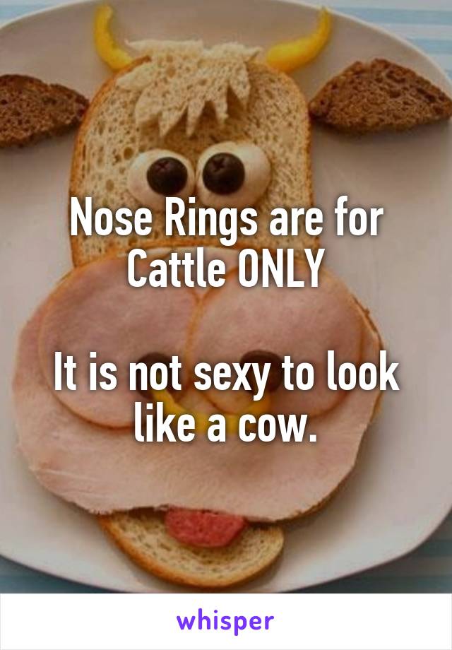 Nose Rings are for Cattle ONLY

It is not sexy to look like a cow.