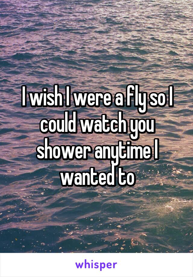 I wish I were a fly so I could watch you shower anytime I wanted to